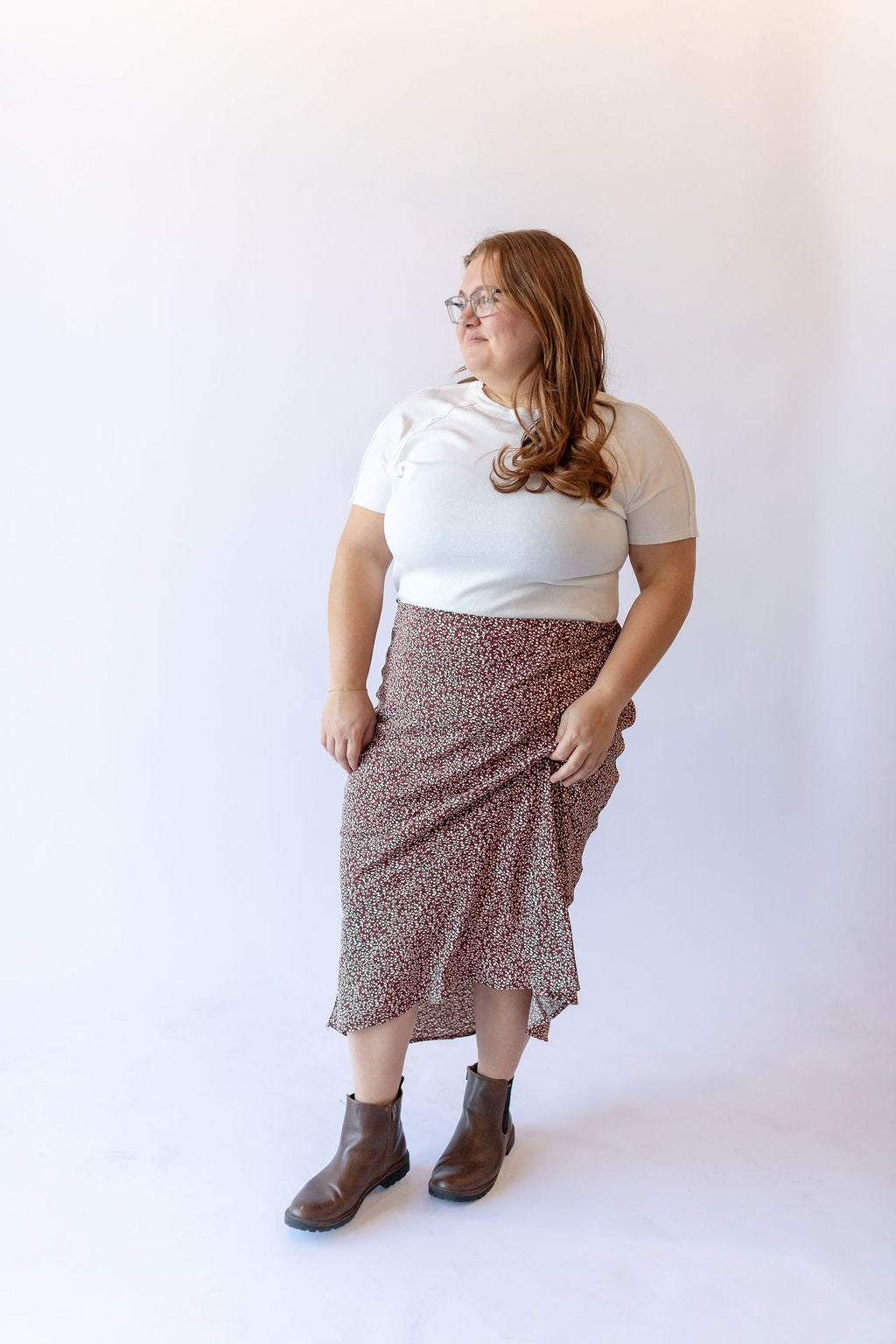 Hailey Midi Skirt Brown -Plus