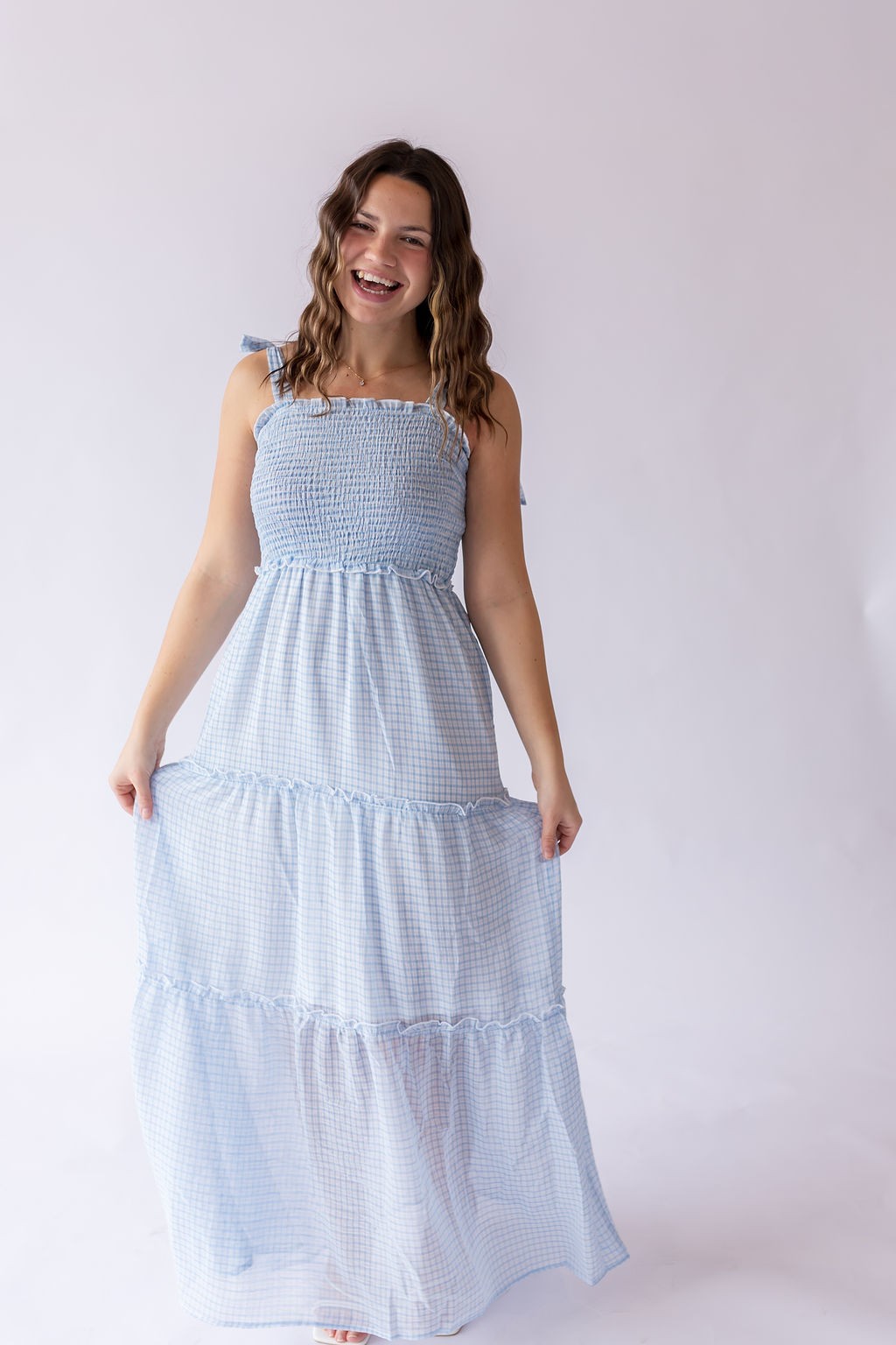 Serenity Gingham Sundress -Blue