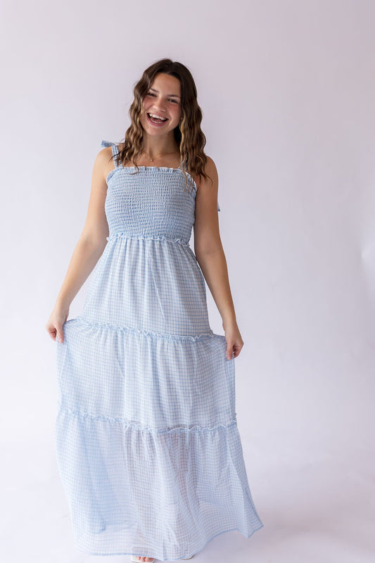 Serenity Gingham Sundress -Blue