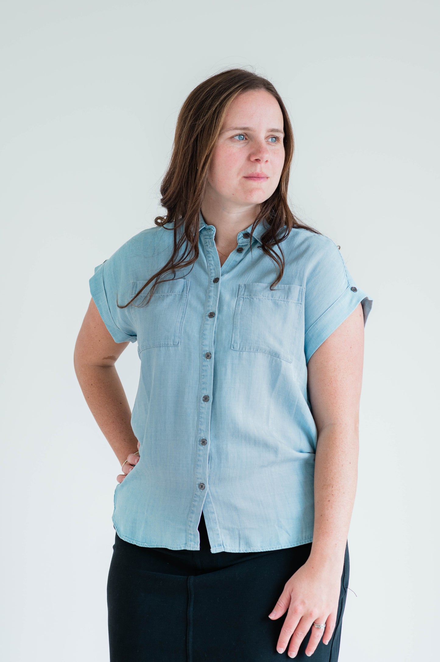 Ashley Button-down Top - Lite Chambray