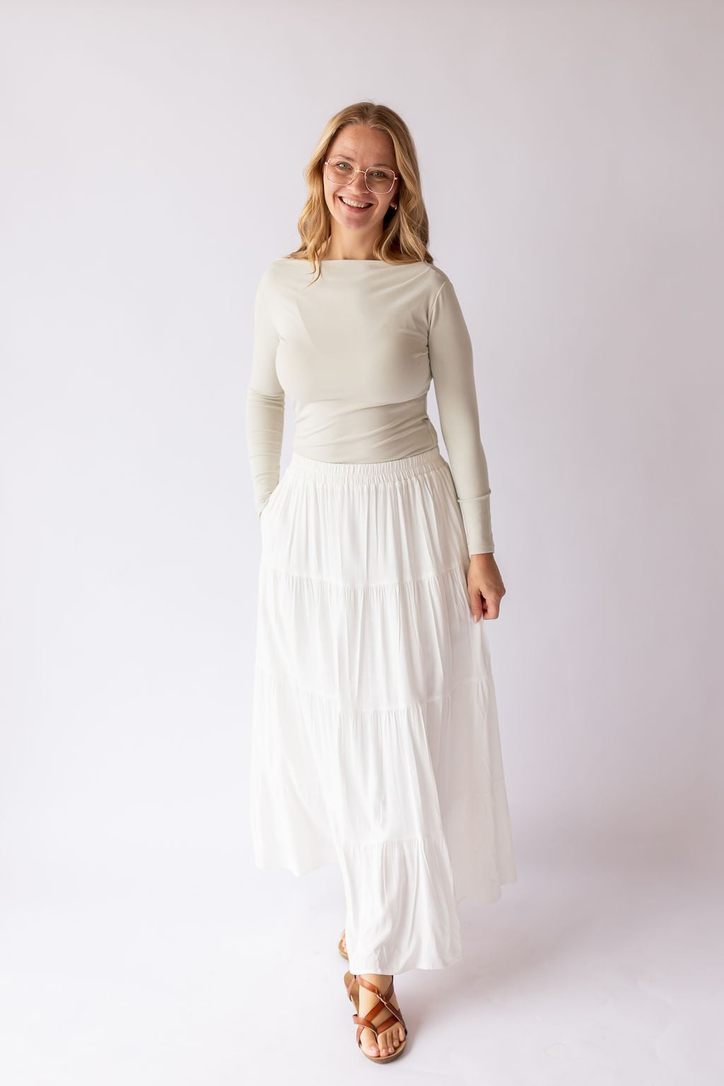 Addison Maxi Skirt -White