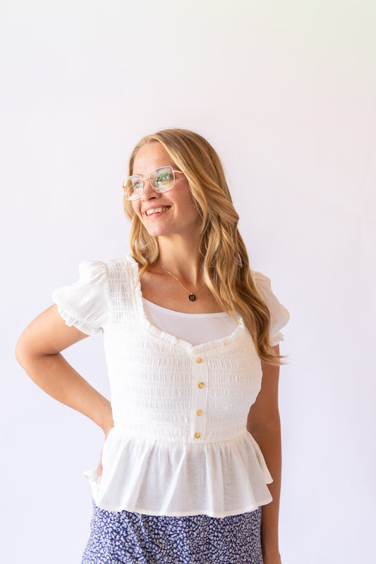 Avery Blouse -White