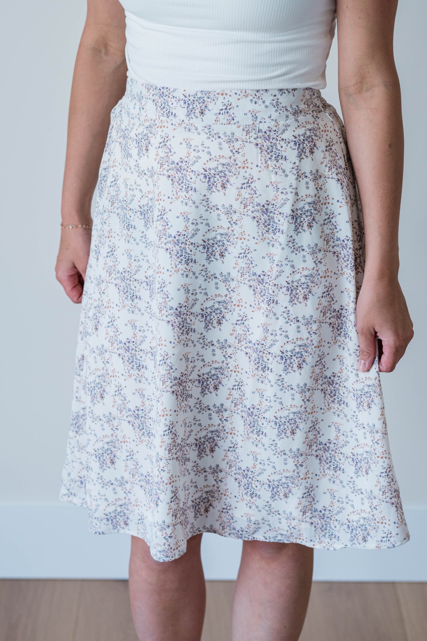 Midi Slip Skirt -Misty Bloom