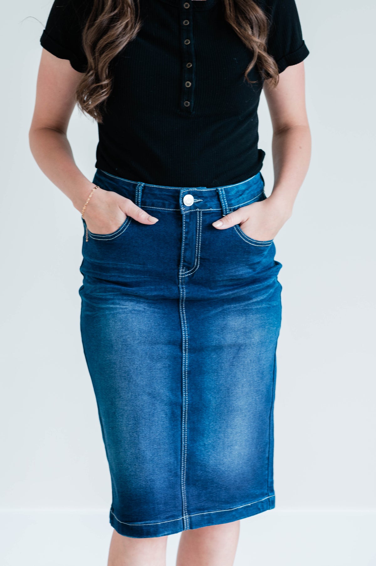 Dark Indigo Wash Denim Skirt