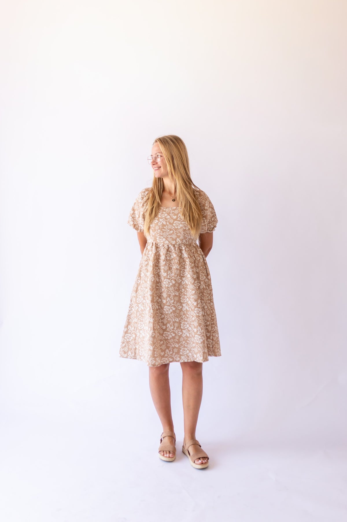 Michelle Knee Length Dress -Brown