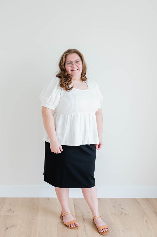 Cable Knit Peplum Top -Plus