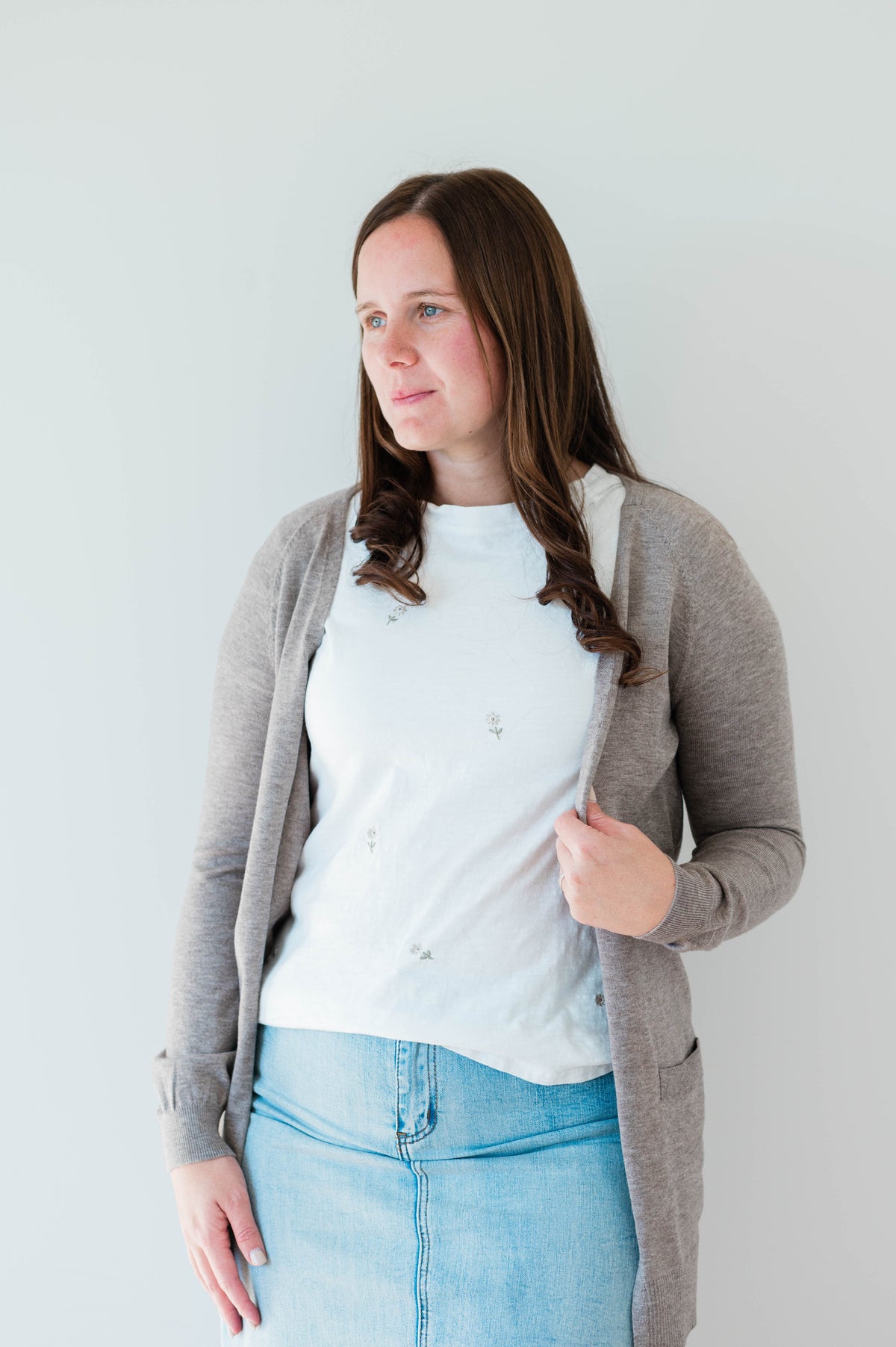 Open Sweater Cardigan -Taupe