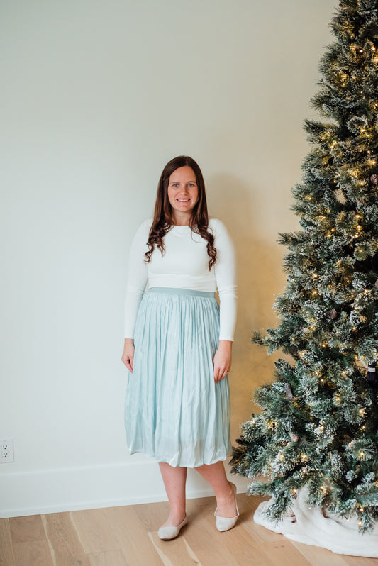 Midi Length Skirt -Light Blue