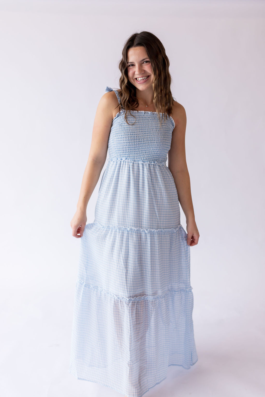 Serenity Gingham Sundress -Blue
