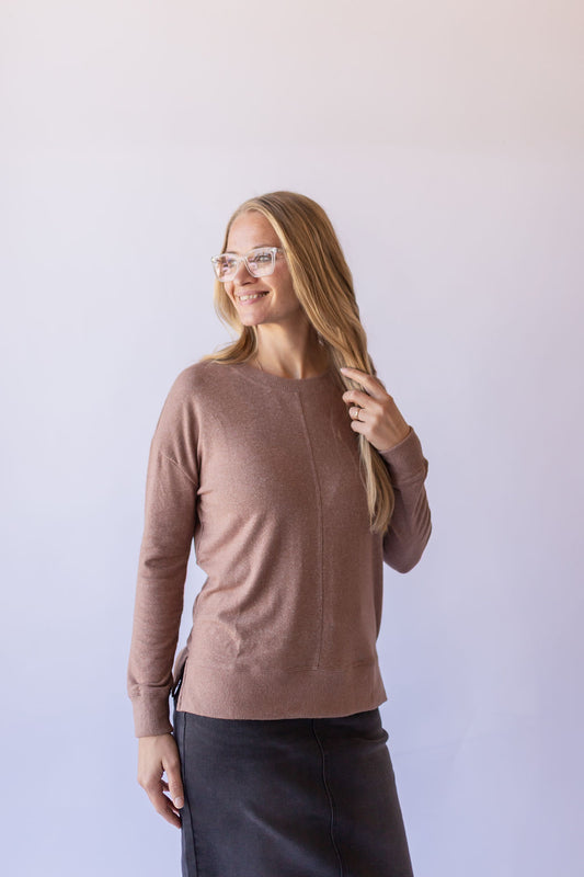 Pullover Knit Top- Chestnut Brown