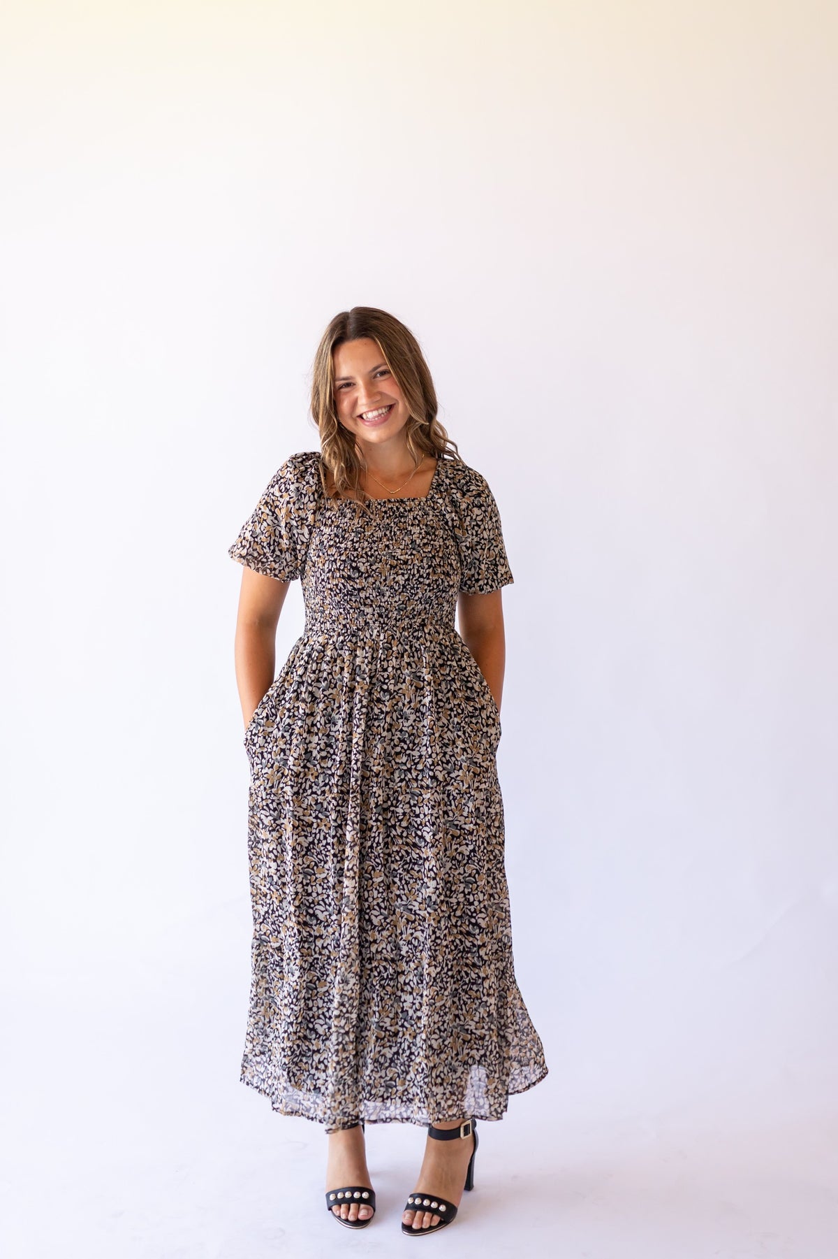 Indigo Dress in Mossy Pebbles
