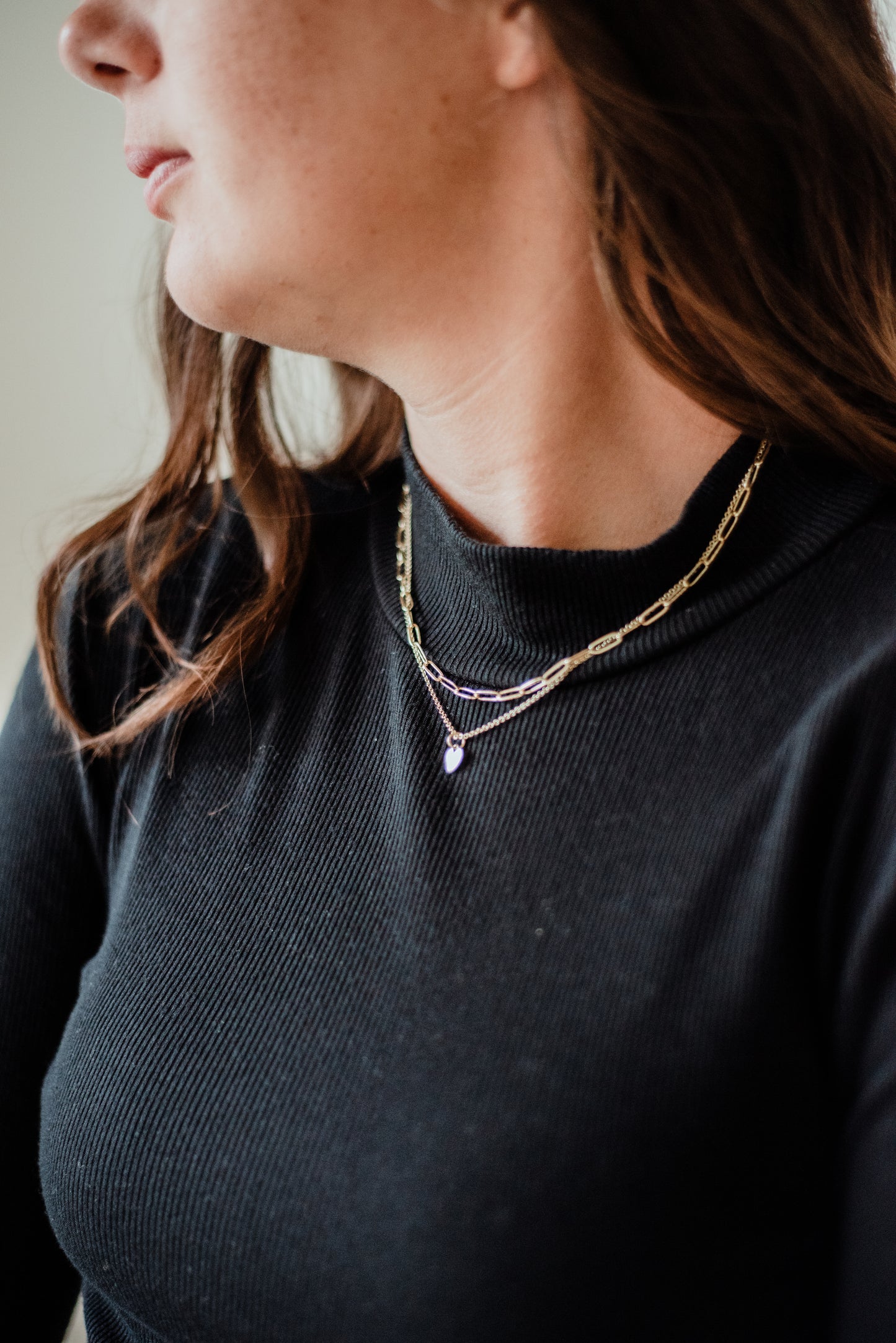 Paperclip Heart Necklace -Gold