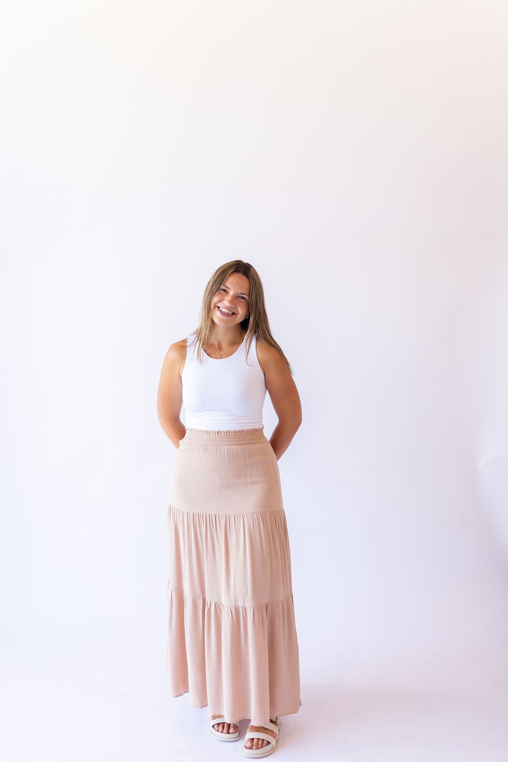 Talissa Tiered Maxi Skirt -Tan