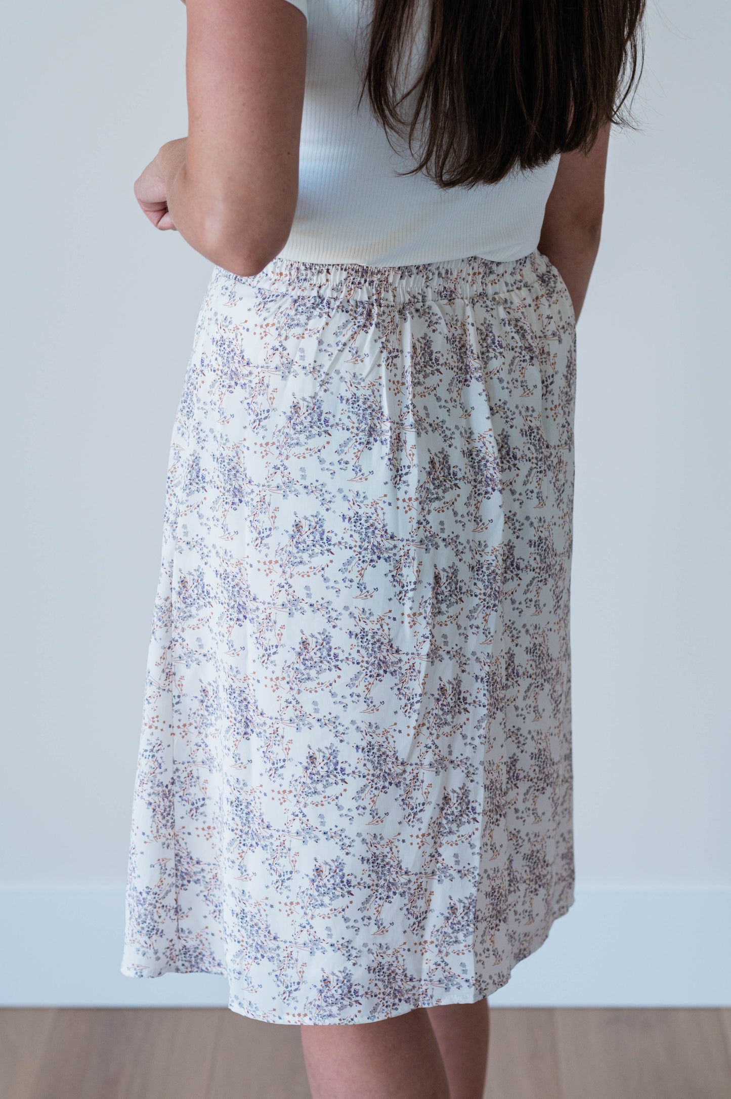 Midi Slip Skirt -Misty Bloom