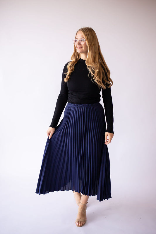 Knit Ribbed Long Sleeve Top -Black