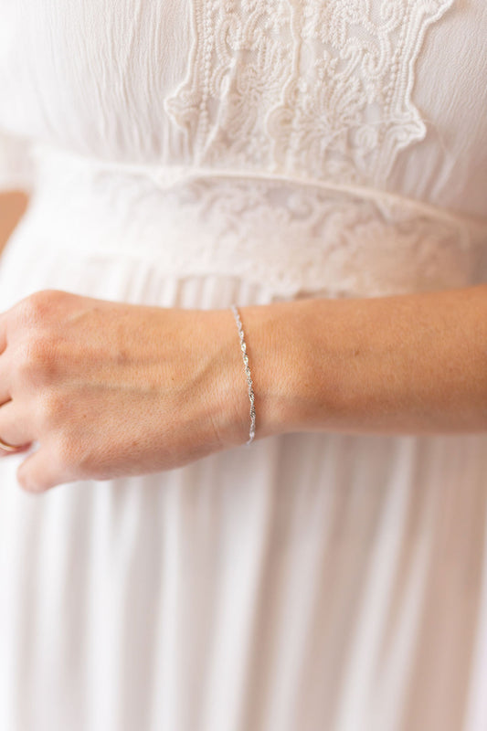 Wesley Diamond Cut Bracelet -White Gold
