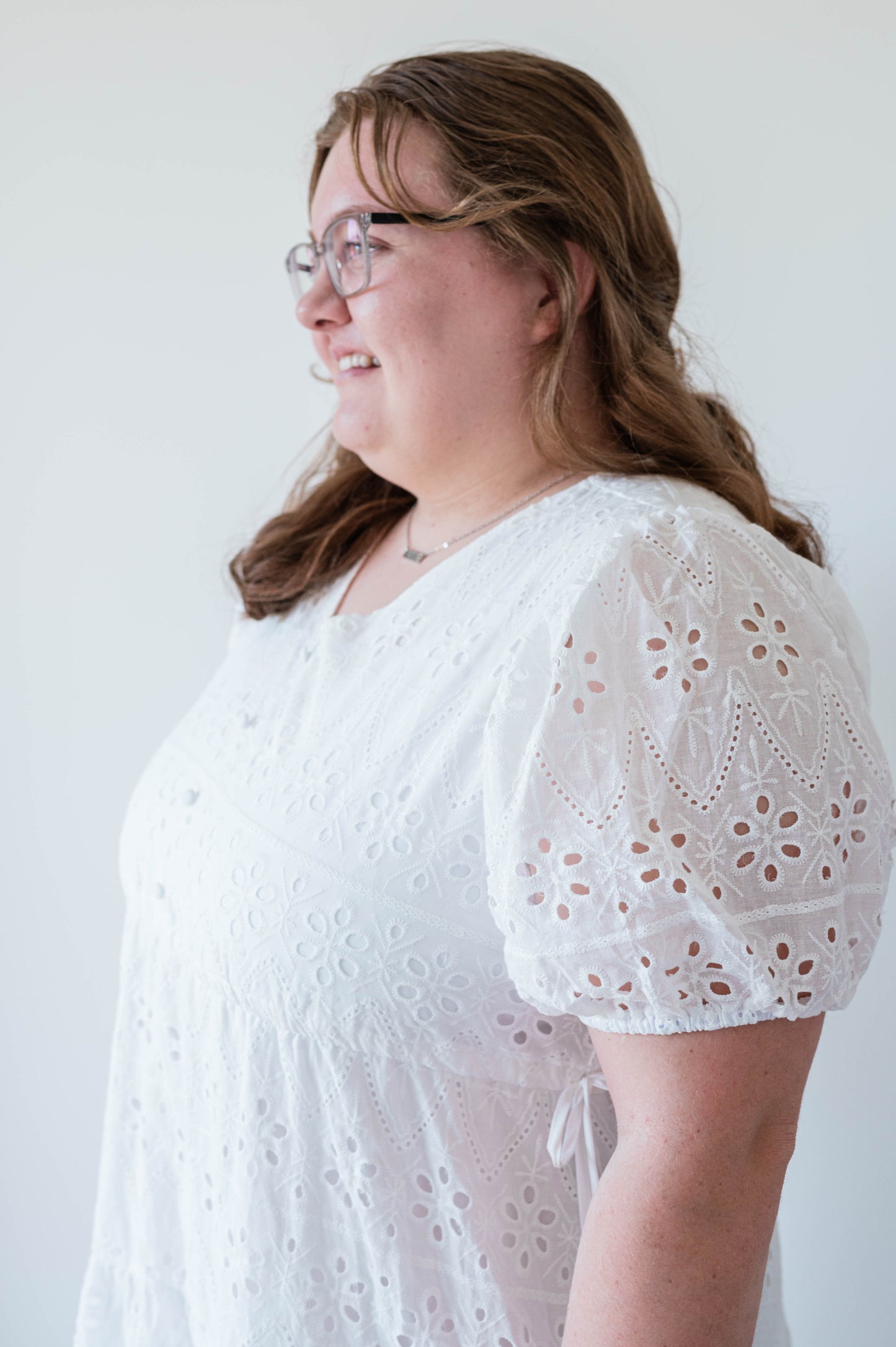 The Randa in White Eyelet -Plus