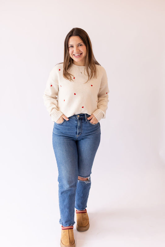 Embroidered Heart Sweater