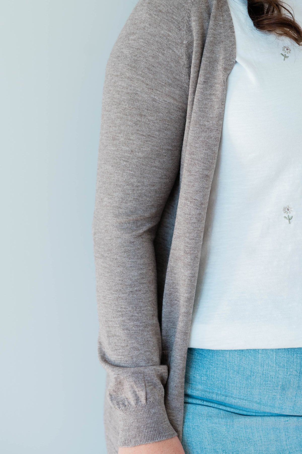 Open Sweater Cardigan -Taupe