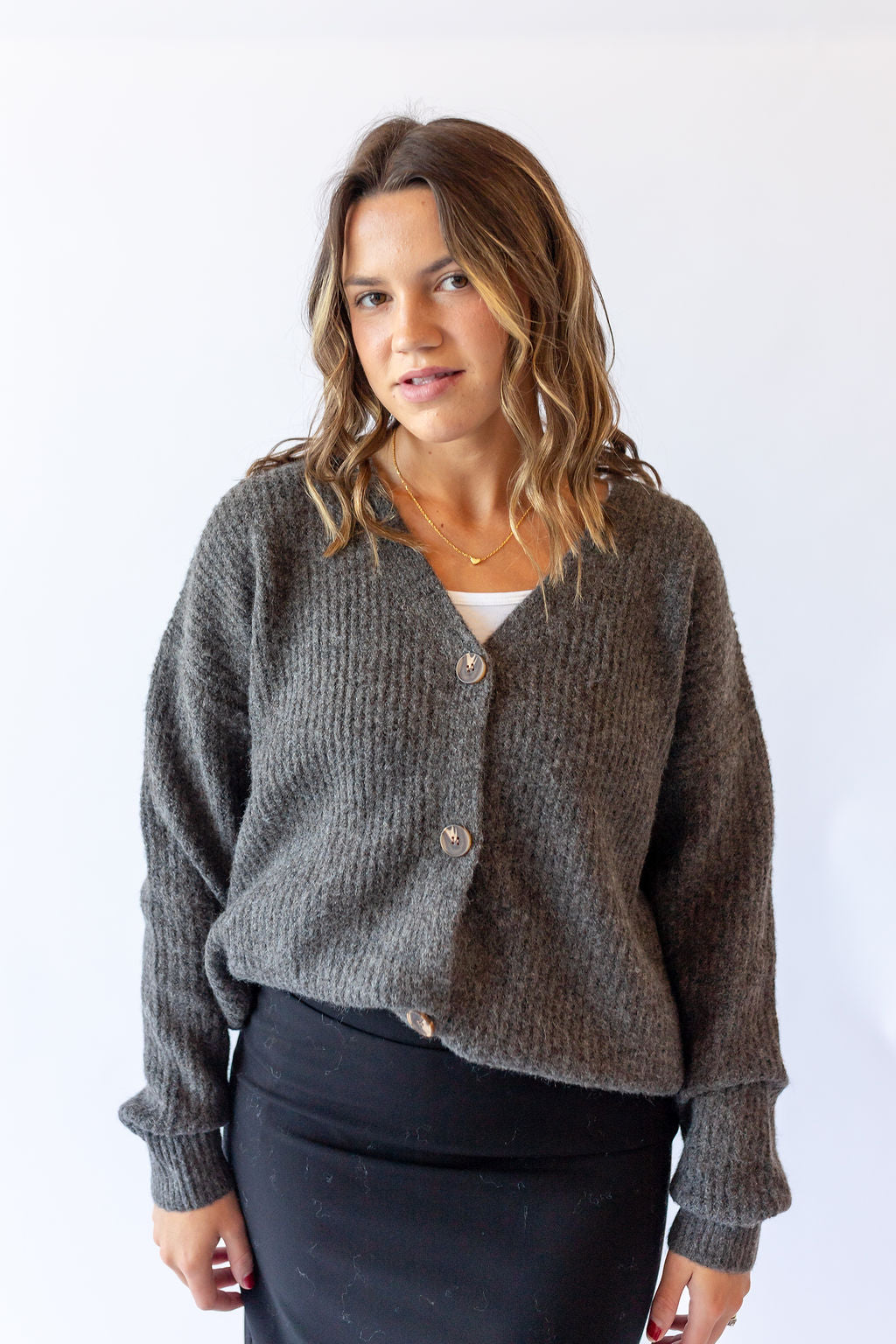 Button Down V-Neck Cardigan