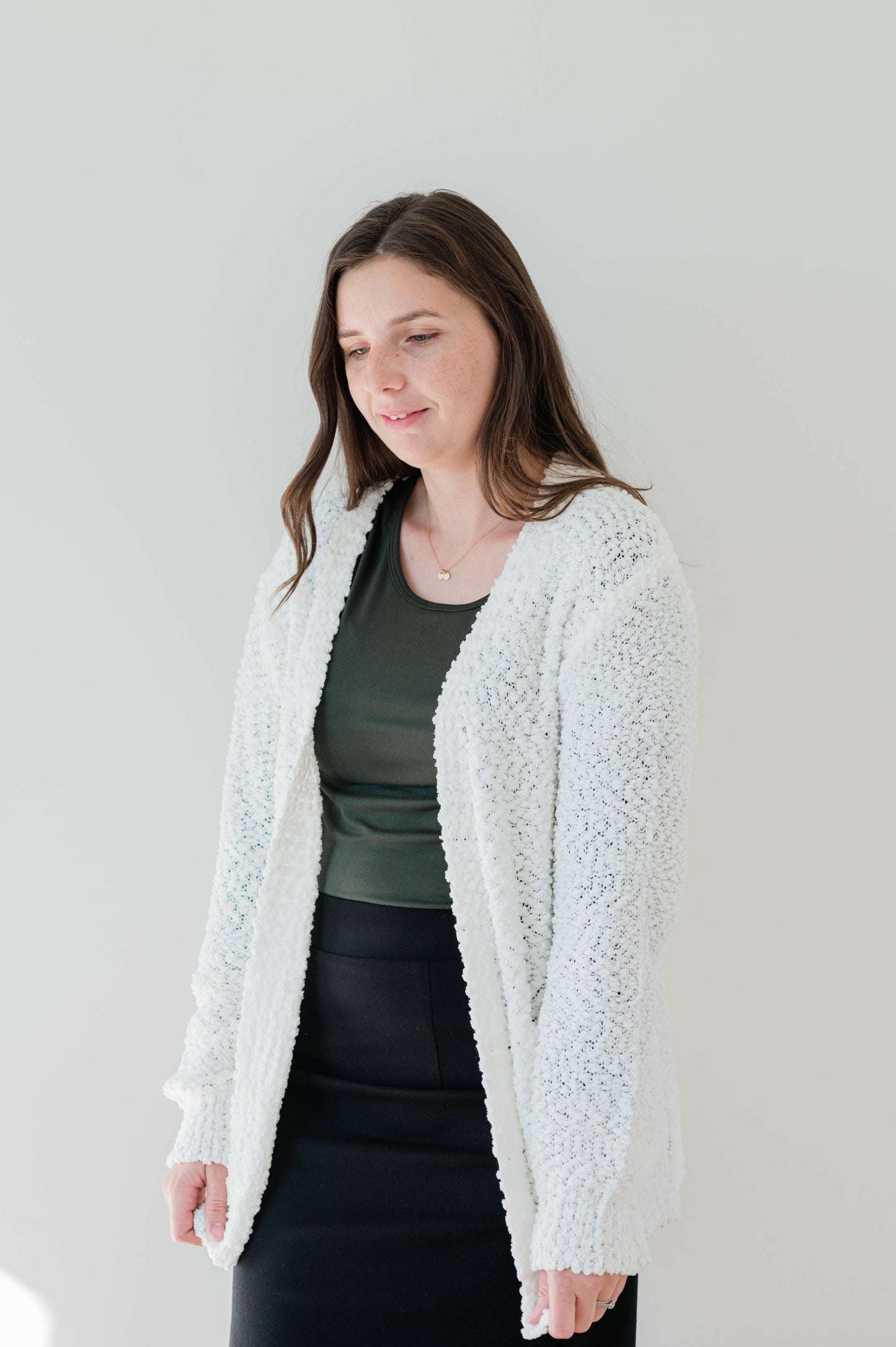 Long Sleeve Cardigan -Ivory