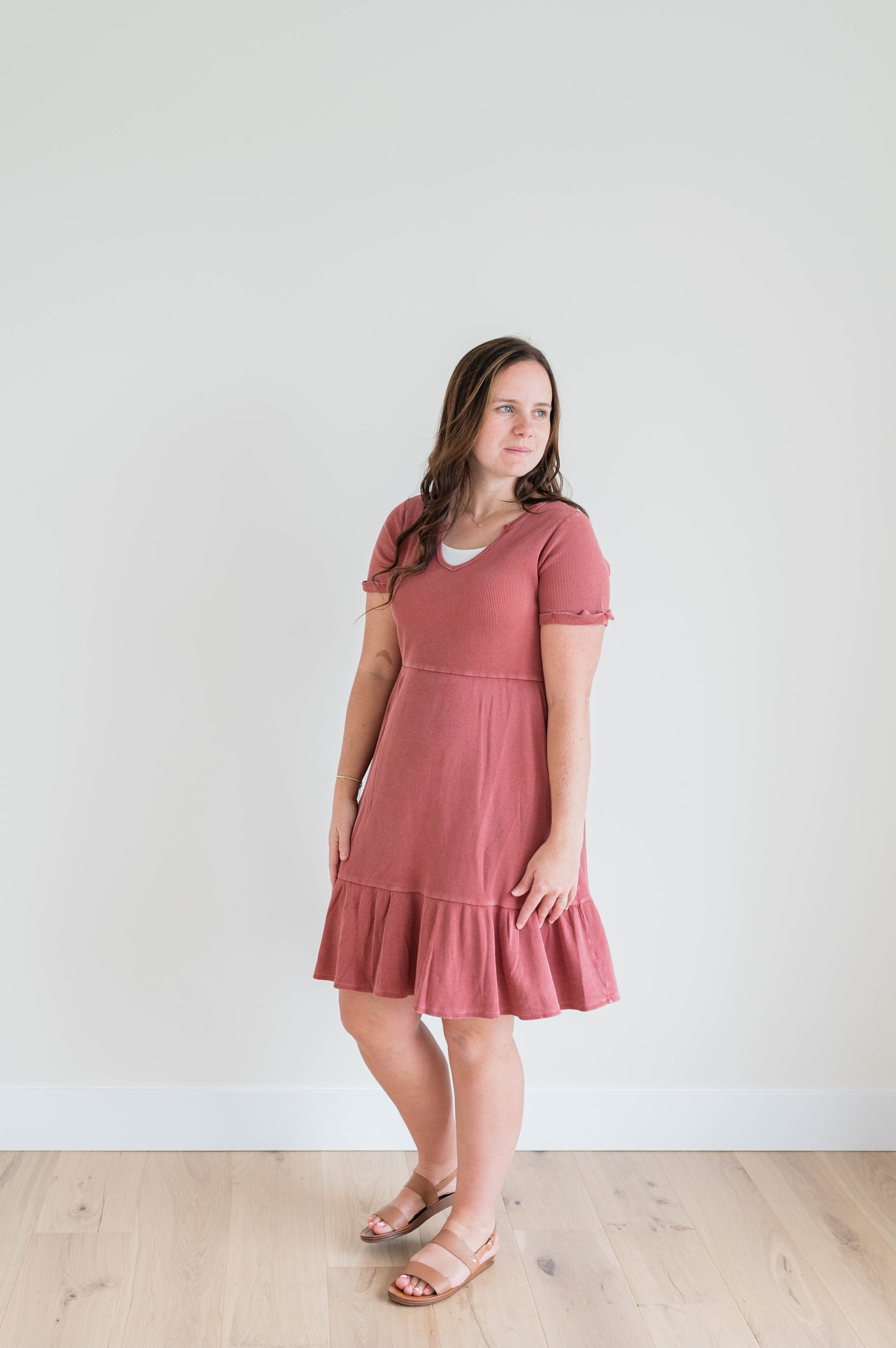 Jenna Waffle Dress - Marsala