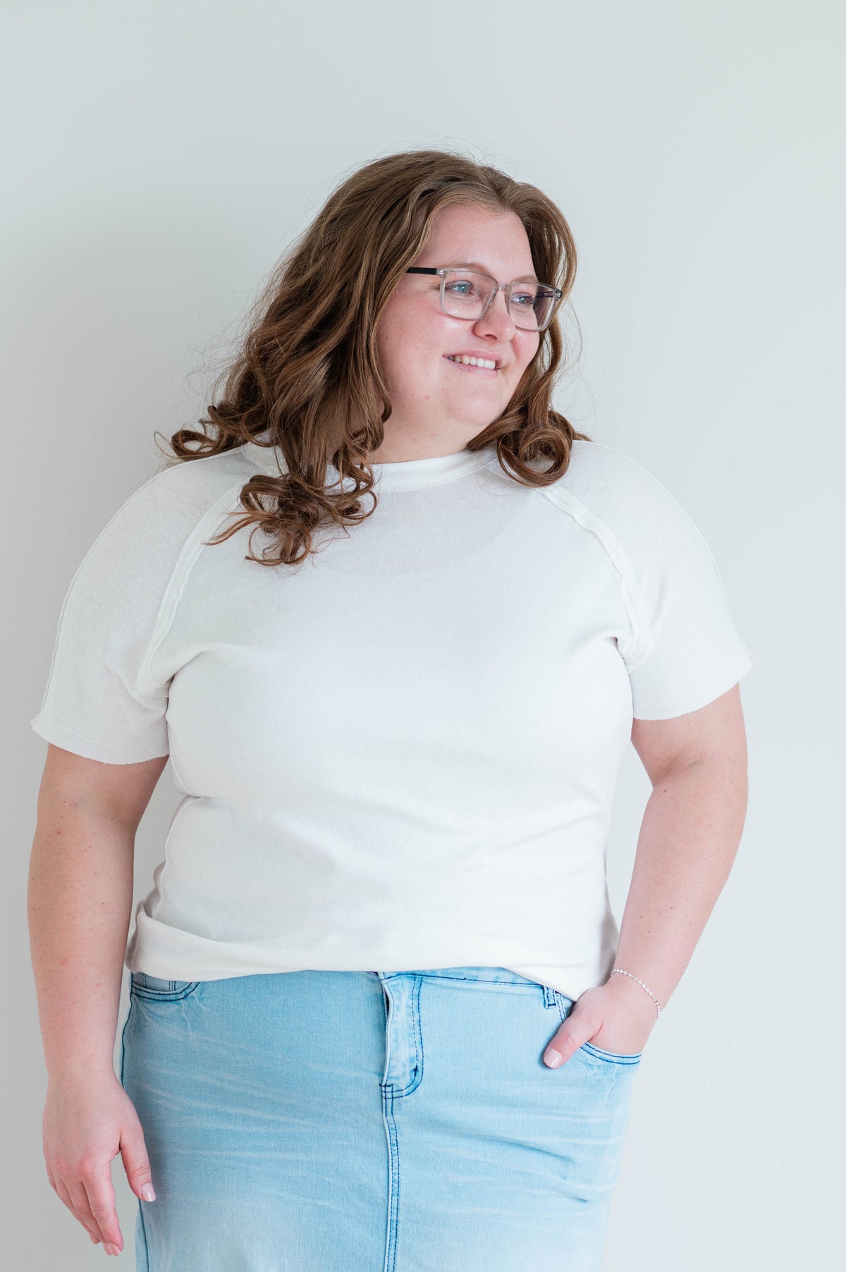 Knit Top Off White -Plus