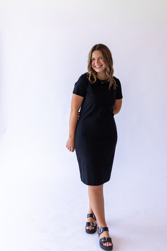 Syd T-Shirt Midi Dress -Black
