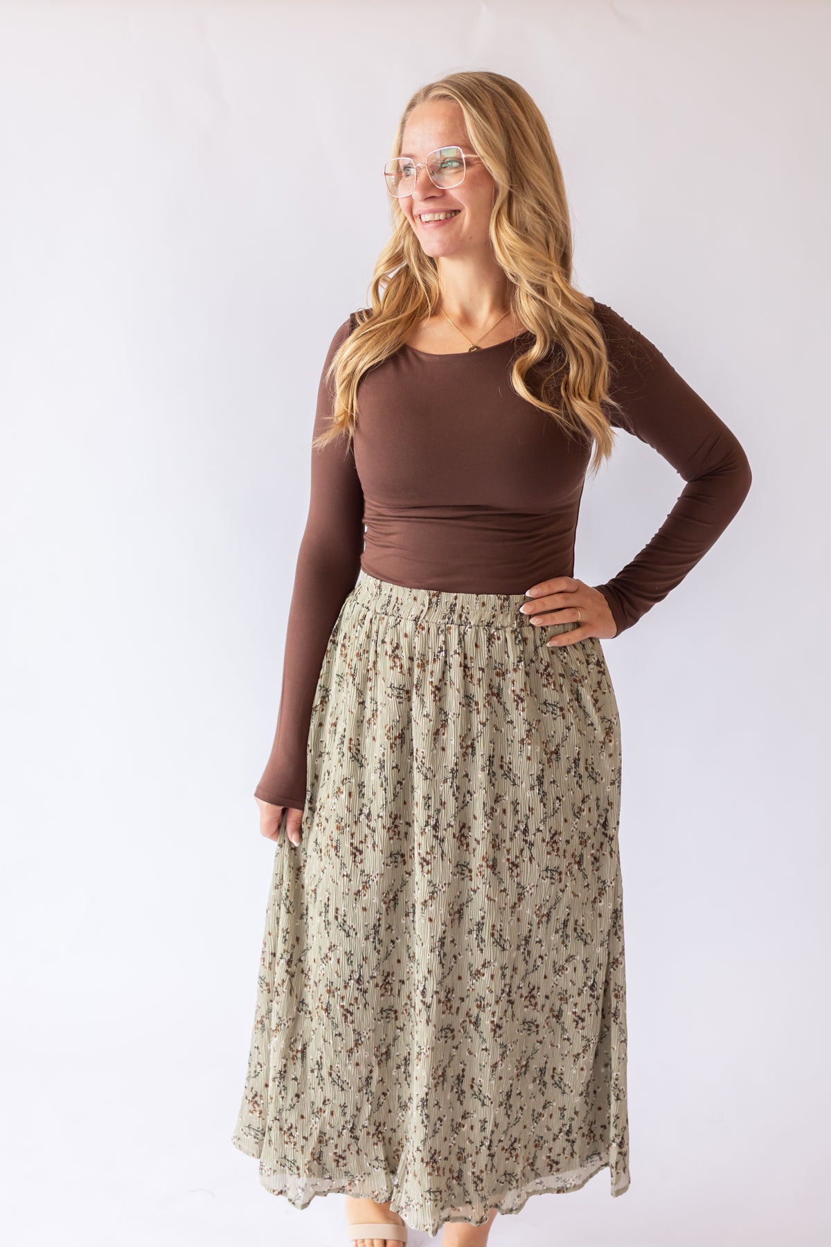 Boat Neck Long Sleeve -Chocolate