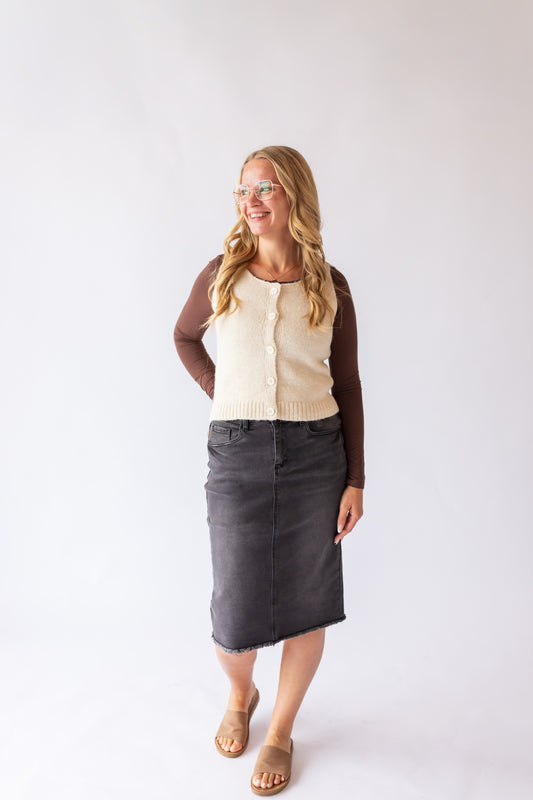 Button Sweater Vest -Buttercream