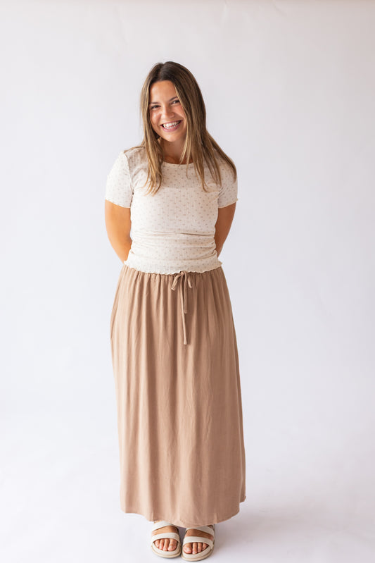 Brooke Linen Drawstring Maxi Skirt