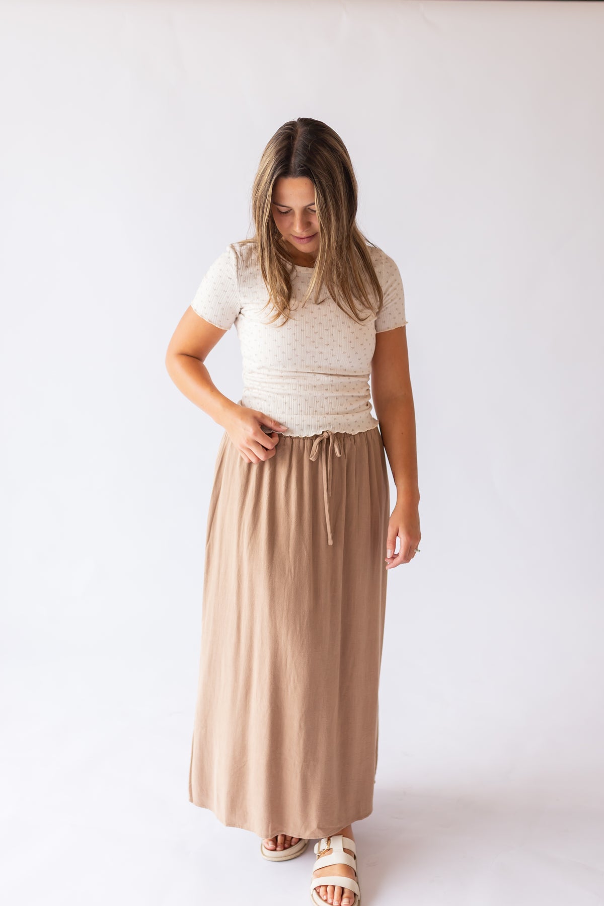 Brooke Linen Drawstring Maxi Skirt