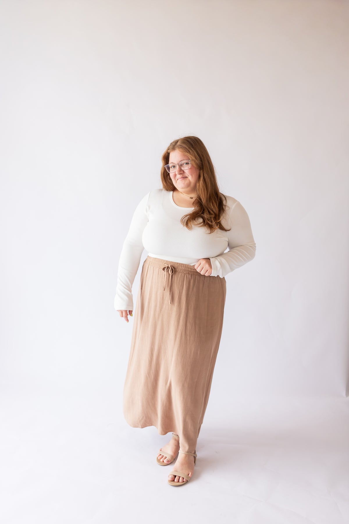 Brooke Linen Drawstring Maxi Skirt -Plus