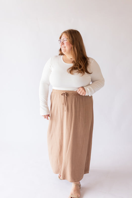 Brooke Linen Drawstring Maxi Skirt -Plus