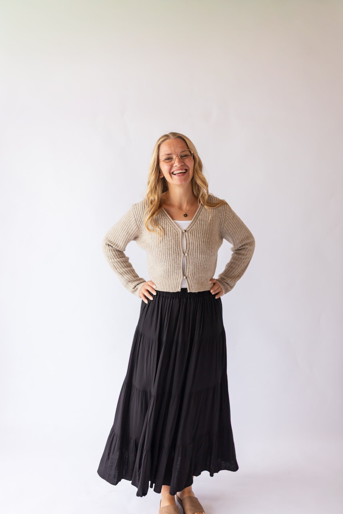 Addison Tiered Maxi Skirt -Black