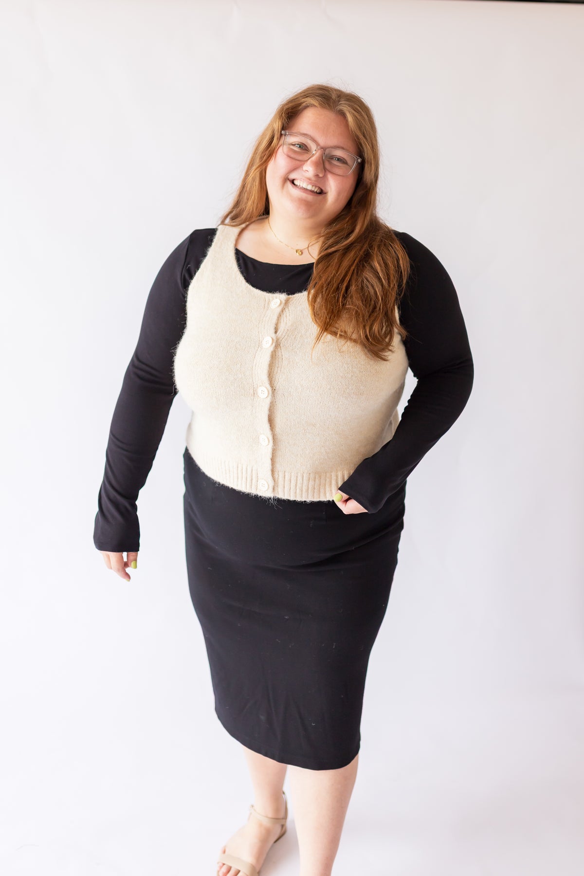 Button Sweater Vest -Plus