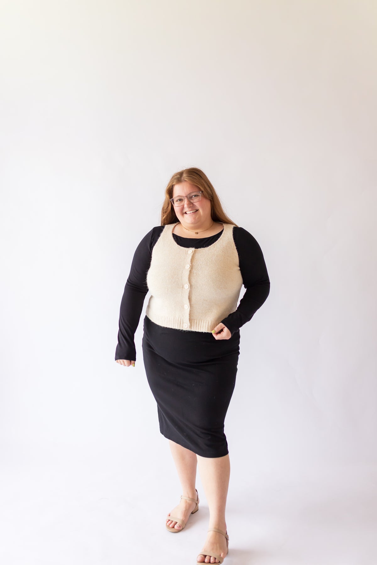Button Sweater Vest -Plus