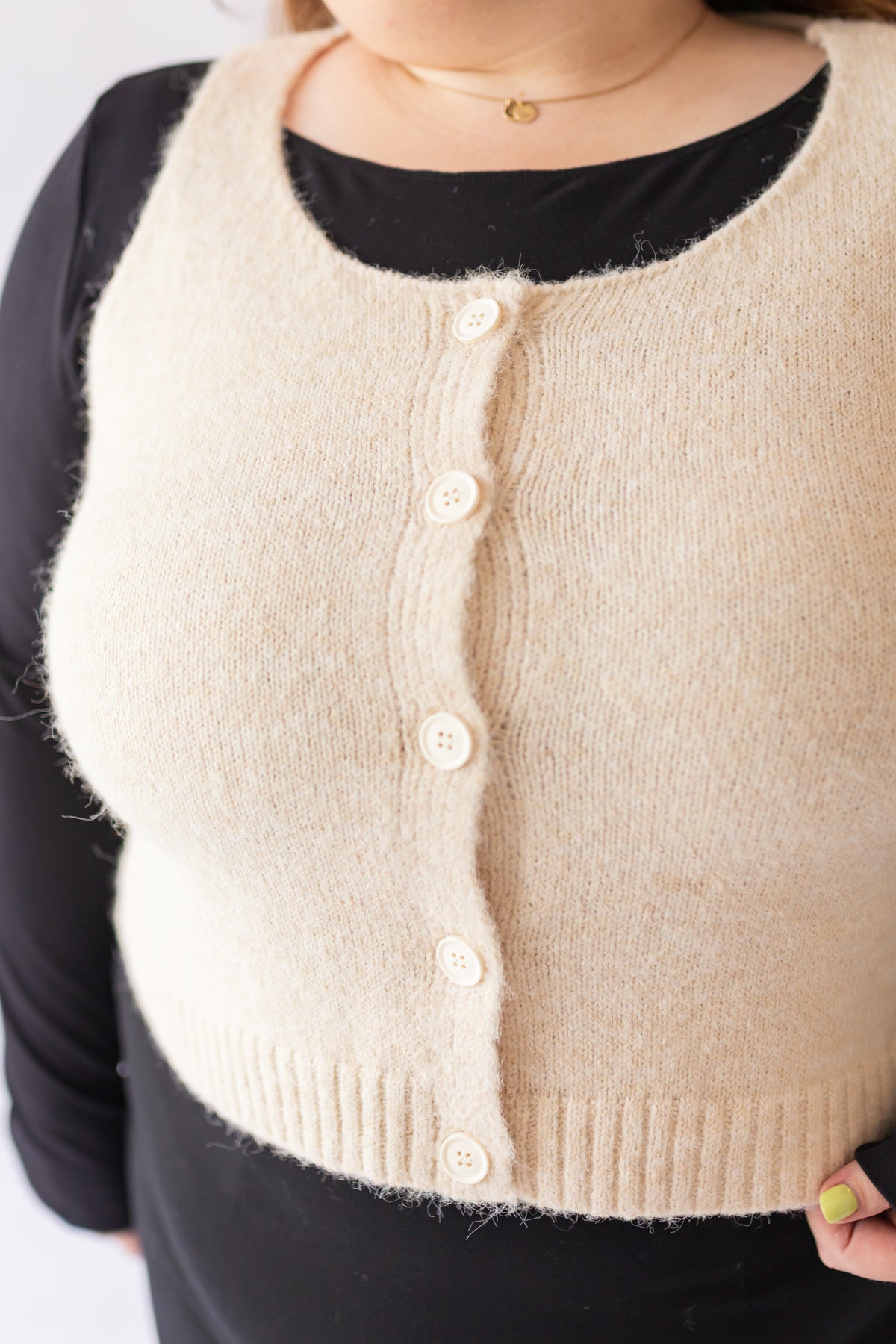 Button Sweater Vest -Plus