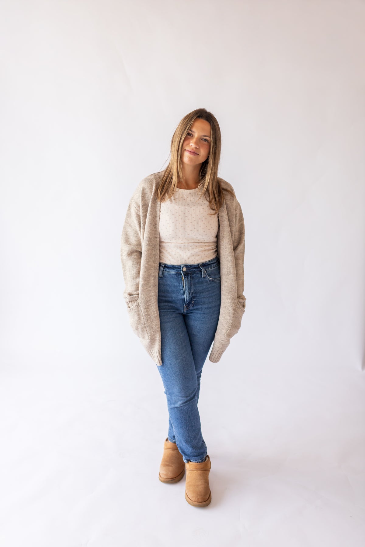 Stacy Open Sweater Cardigan -Mocha