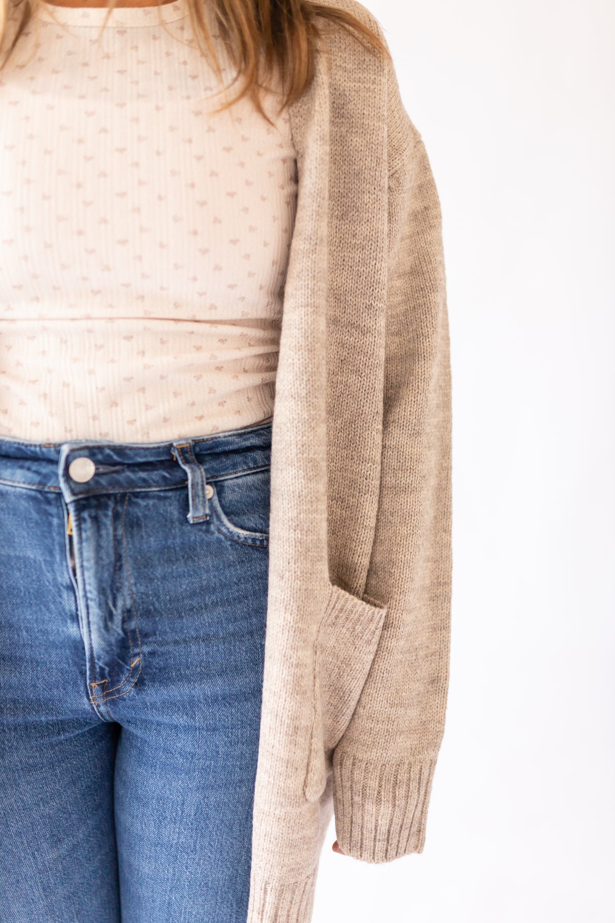 Stacy Open Sweater Cardigan -Mocha