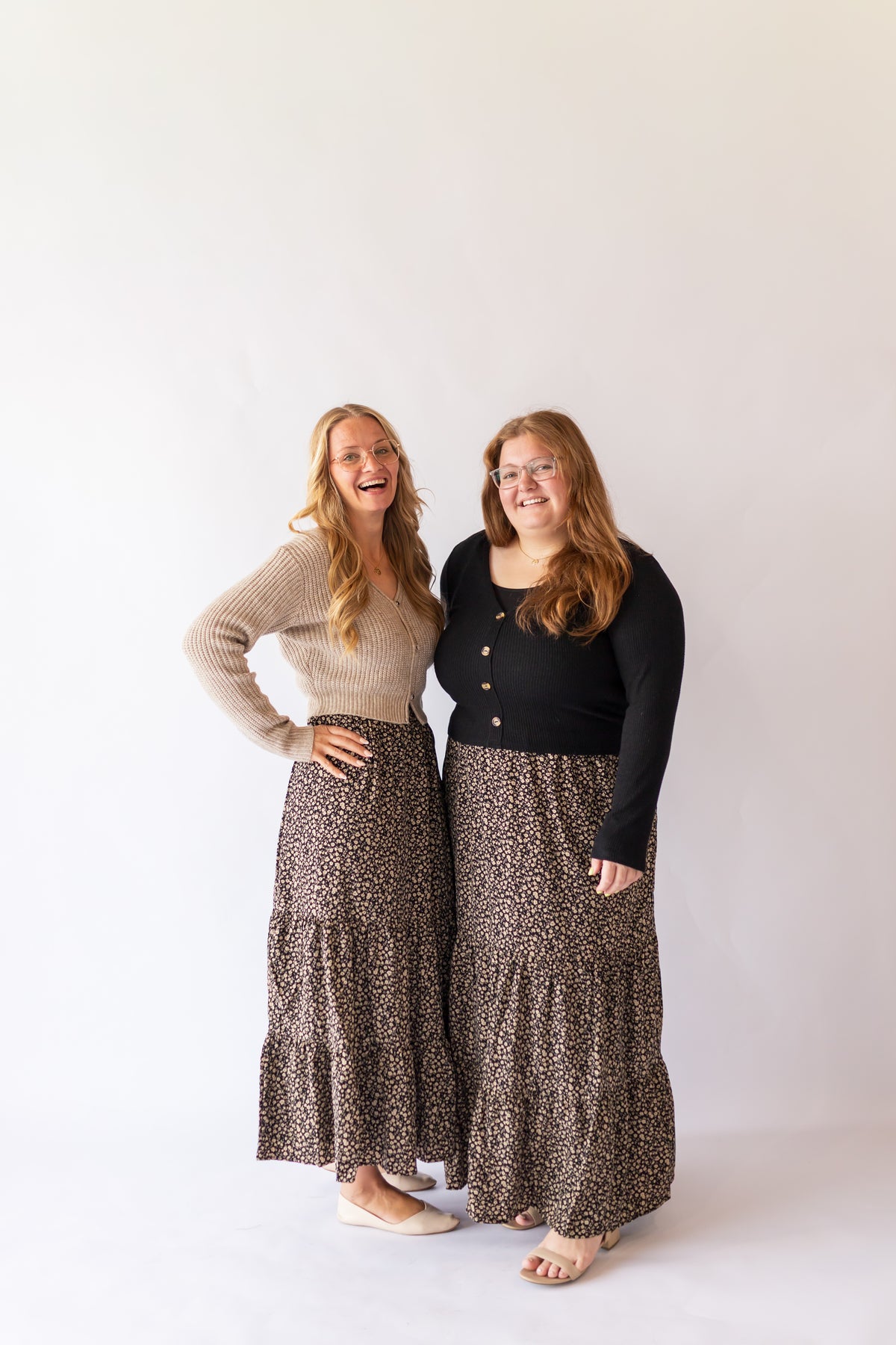 Lynn Floral Tiered Maxi Skirt -Black