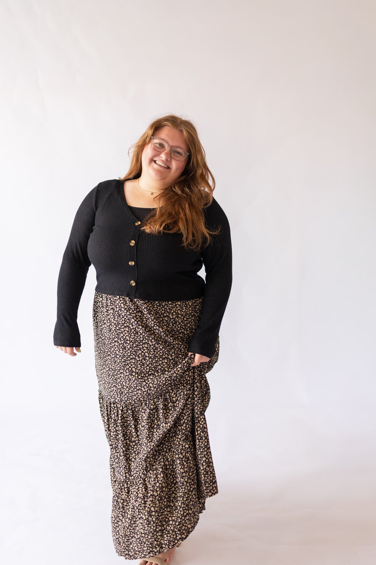 Lynn Floral Tiered Maxi Skirt -Plus