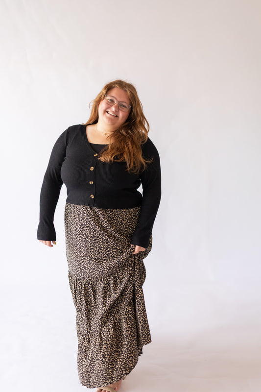 Lynn Floral Tiered Maxi Skirt -Plus