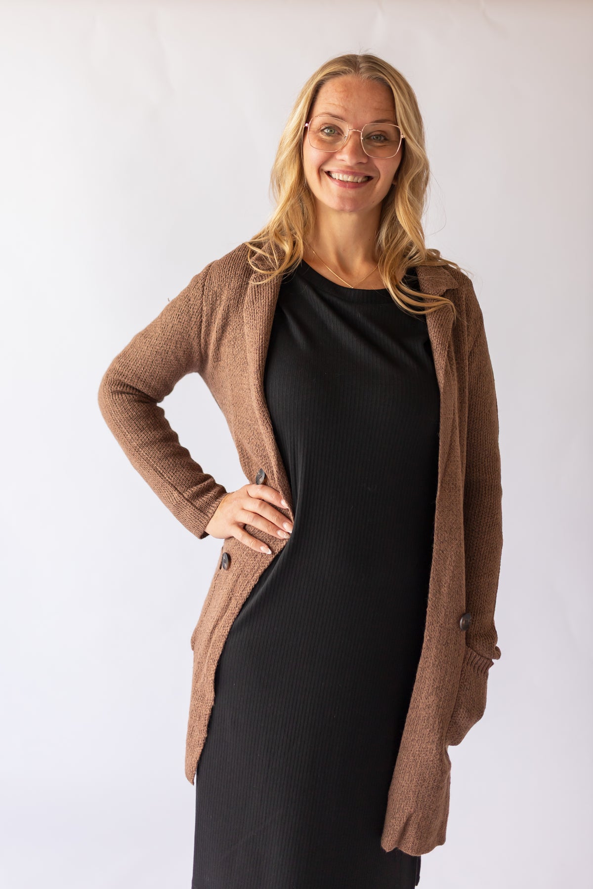 Long Sleeve Sweater Jacket -Cocoa