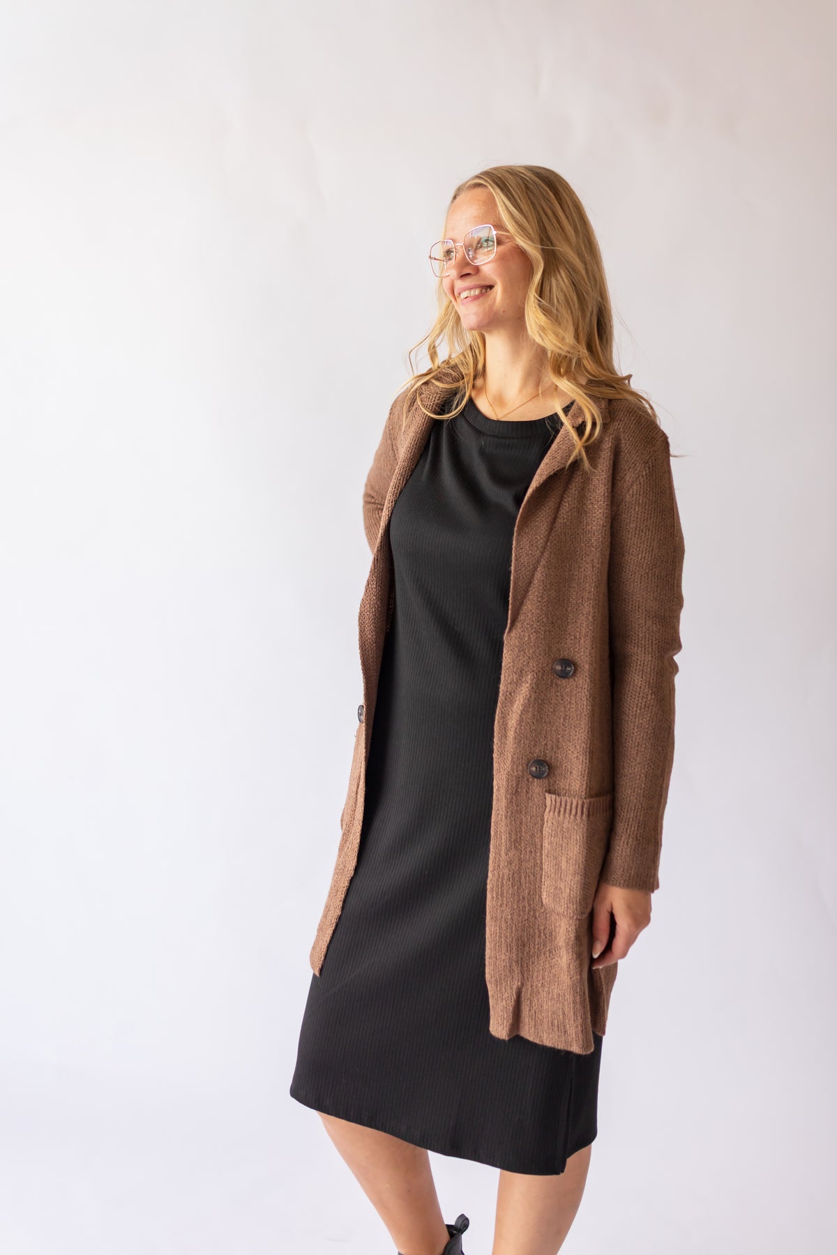 Long Sleeve Sweater Jacket -Cocoa