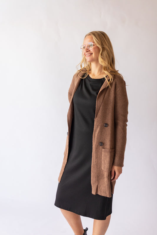 Long Sleeve Sweater Jacket -Cocoa
