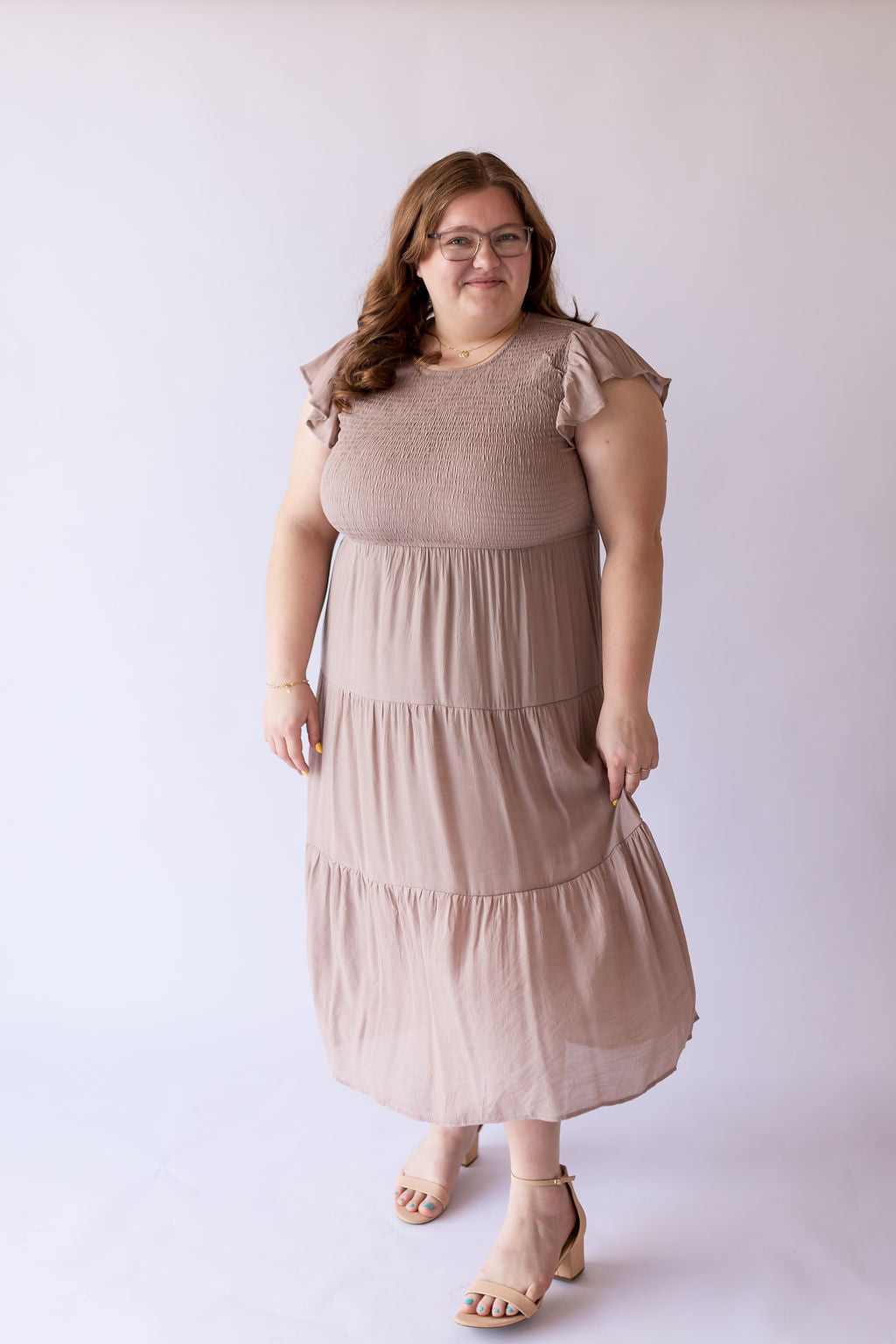 Emily Midi Dress -Taupe -Plus