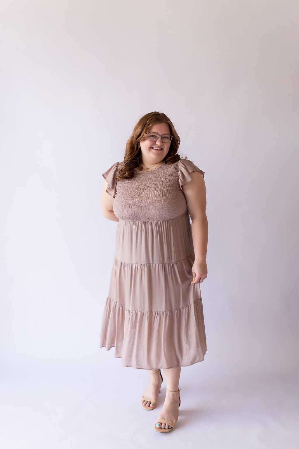 Emily Midi Dress -Taupe -Plus