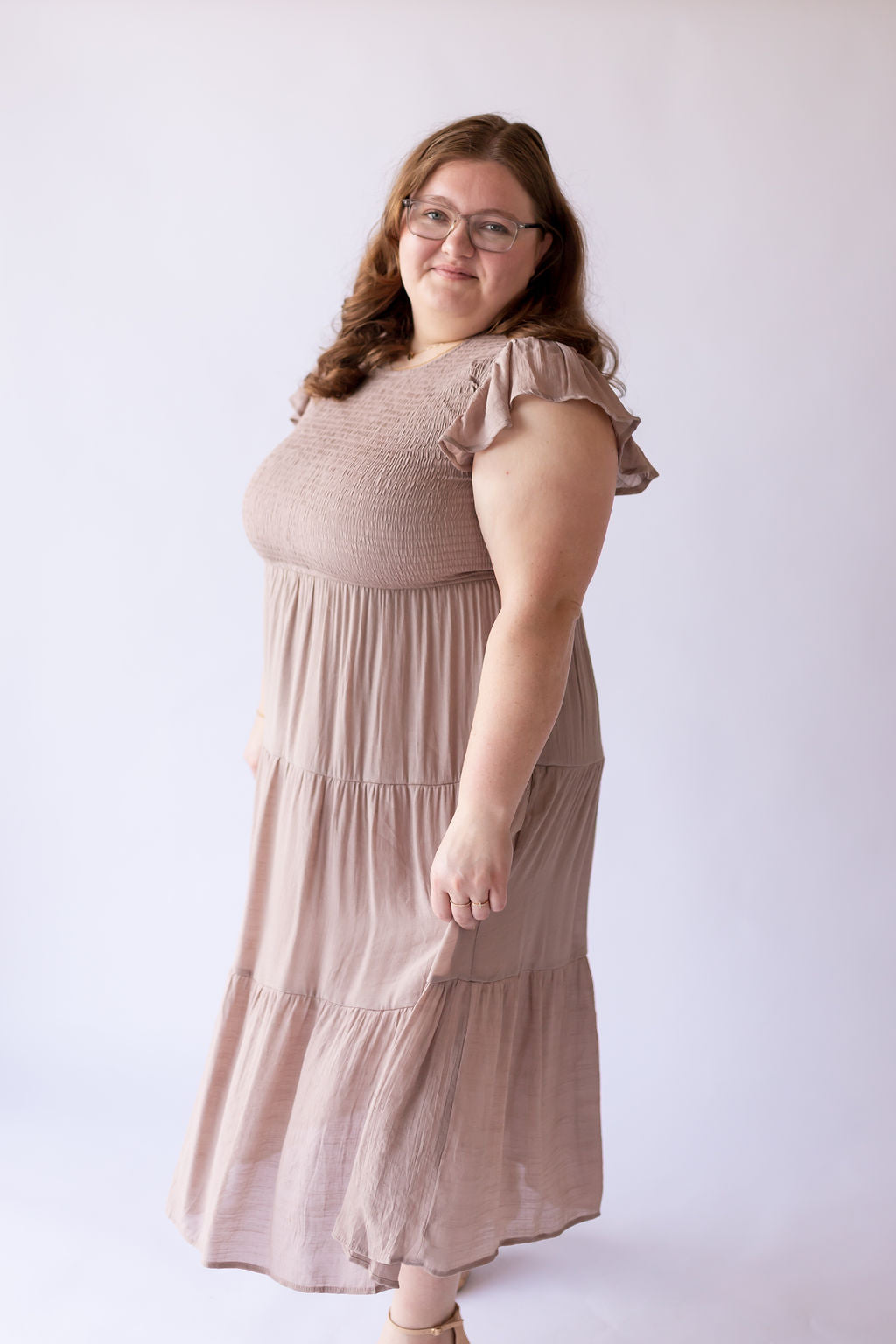 Emily Midi Dress -Taupe -Plus