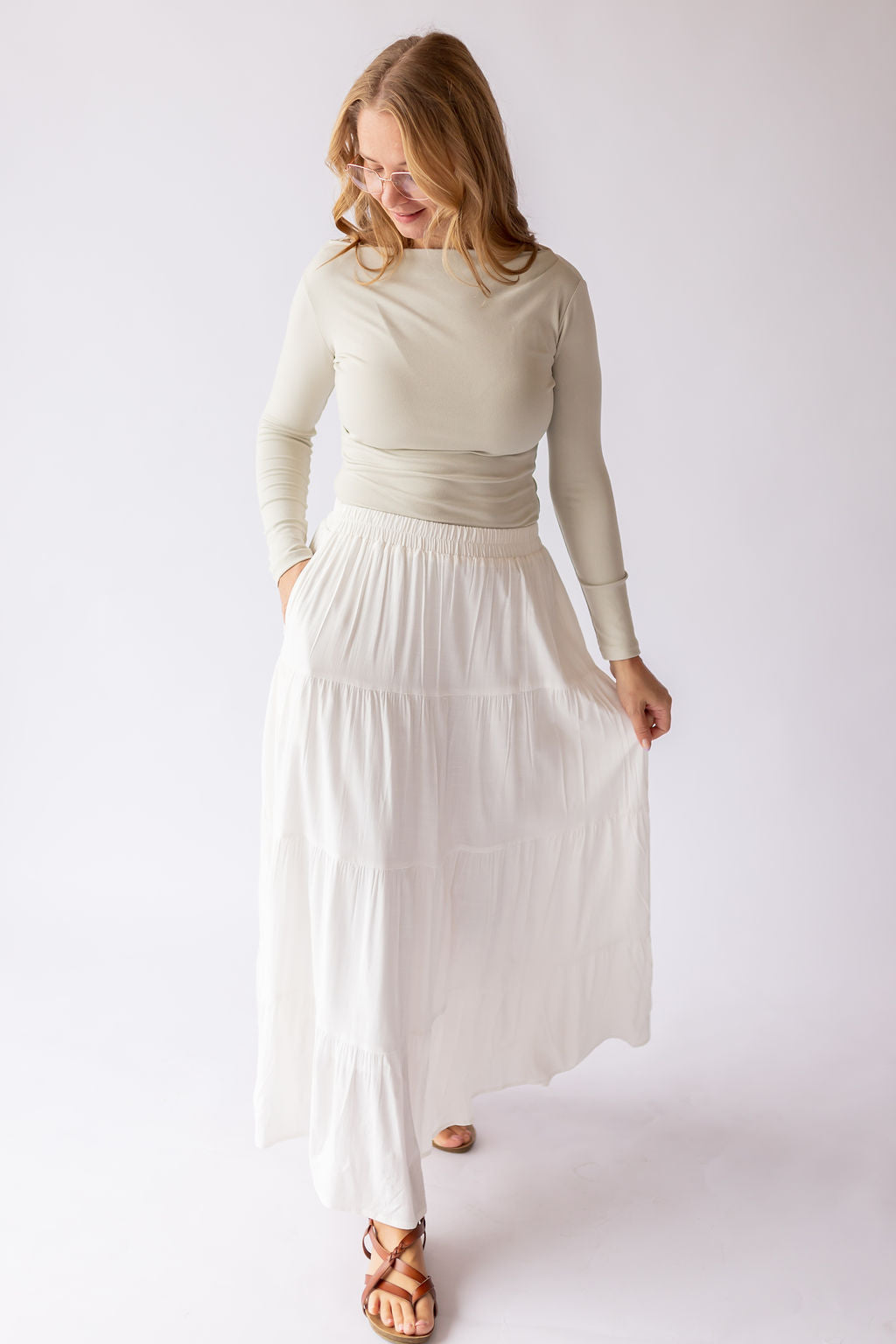Addison Maxi Skirt -White